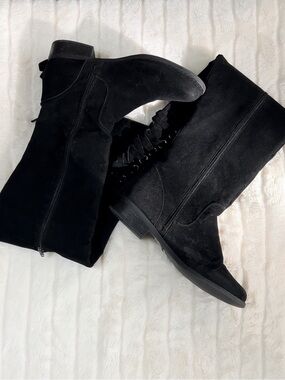 Shoe Dazzle Black Over-the-Knee Suede Boots